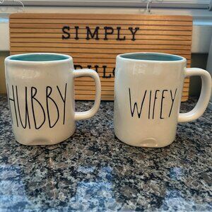 Rae Dunn Hubby Wifey Set Of 2 Coffee Mug Mugs Artisan Collection by Magenta